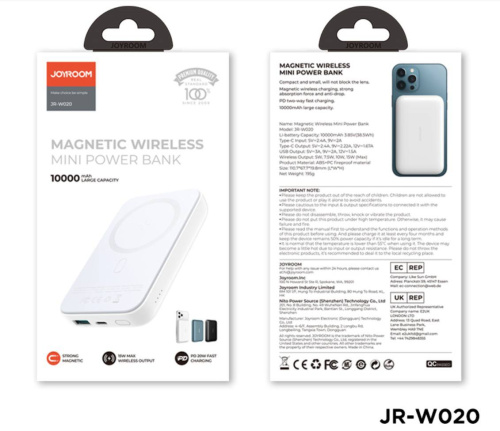 УМБ Power Bank Joyroom 10000mAh W020 Mini Magnetic white: фото 2 - UkrApple