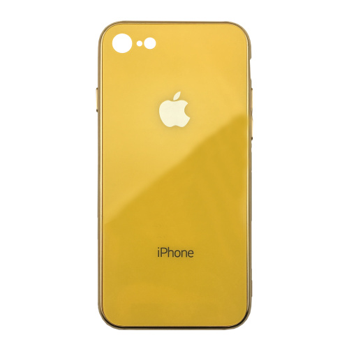 Чехол накладка xCase на iPhone 7/8/SE 2020 Glass Case Logo Metallic yellow - UkrApple