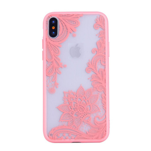 Чехол накладка xCase на iPhone Х ажурный №2 розовый - UkrApple