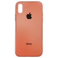 Чехол накладка xCase на iPhone X/XS Matte Glass Pastel Case Logo peach