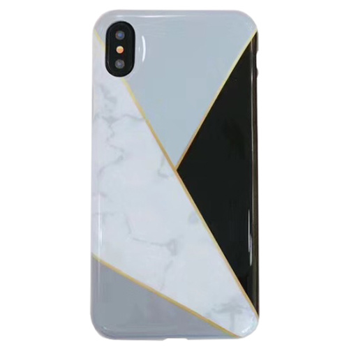 Чехол накладка на iPhone 7/8/SE 2020 белый мрамор с черным треугольником, плотный силикон  - UkrApple