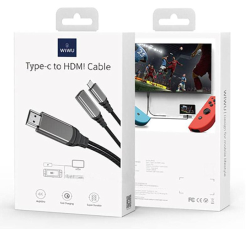 Кабель Wiwu X10L type-C to HDMI 4K 2m black: фото 2 - UkrApple