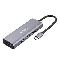 Перехідник Onten HUB type-C to USB*4 HDMI Type-C port 95123 black