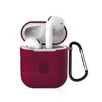 Чехол для AirPods/AirPods 2 silicone case with Apple Rose red
