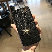 Чехол накладка на iPhone 6/6s черный с брелком звезда, плотный силикон