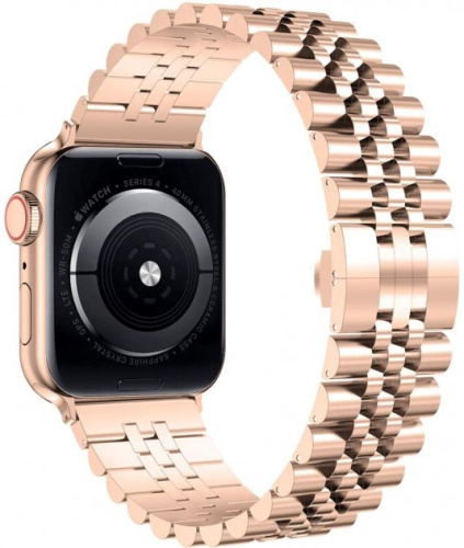 Ремінець для Apple Watch 42/44/45/49 mm Metall New 5-bead rose gold: фото 2 - UkrApple