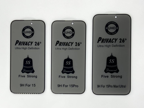 Захистне скло Privacy 5S ESD iPhone 15 Pro black : фото 6 - UkrApple
