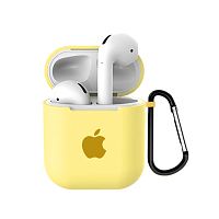 Чехол для AirPods/AirPods 2 silicone case with Apple Mellow yellow