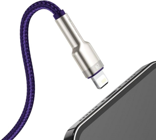 USB кабель Lightning 100cm Baseus Cafule Metal 2.4A purple: фото 3 - UkrApple