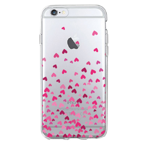 Чехол накладка xCase на iPhone 6/6s прозрачный с сердечками №4 - UkrApple