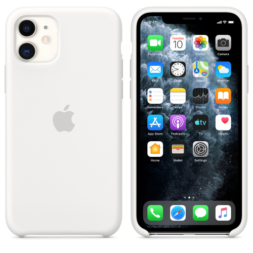Чохол накладка xCase для iPhone 12 Pro Max Silicone Case білий з сірим яблуком: фото 2 - UkrApple