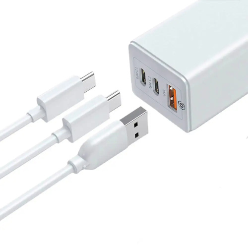 Мережева зарядка Wiwu GaN 2 Type-C+1 USB 65W white GTC-6521: фото 2 - UkrApple