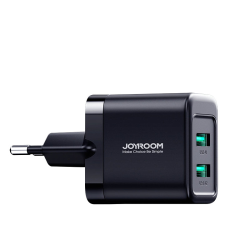 Мережева зарядка JoyRoom Dual USB 2.4A black JR-TCN01 - UkrApple