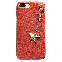 Чехол накладка на iPhone 7/8/SE 2020 красный с брелком звезда, плотный силикон