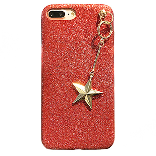 Чехол накладка на iPhone 7/8/SE 2020 красный с брелком звезда, плотный силикон - UkrApple