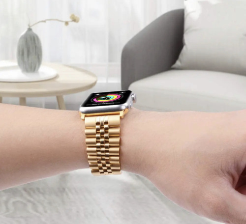 Ремінець для Apple Watch 38/40/41 mm Metall New 5-bead gold: фото 8 - UkrApple