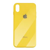 Чехол накладка xCase на iPhone XS Max Glass Case Logo yellow