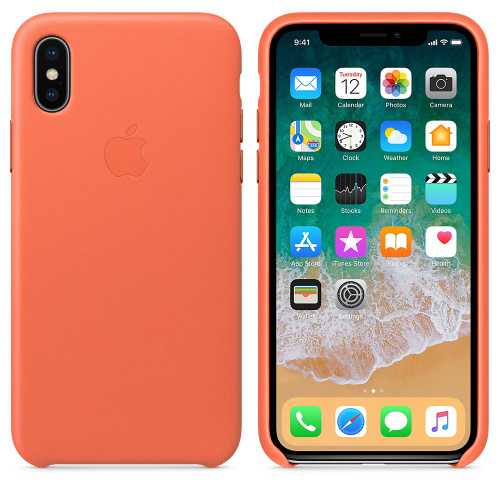 Чехол накладка на iPhone Х/XS Leather Case оранжевый: фото 2 - UkrApple