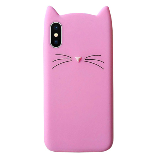 Чехол накладка xCase на iPhone X/XS Silicone Cat розовый - UkrApple