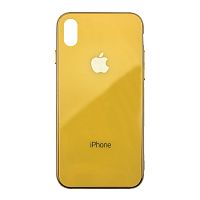 Чехол накладка xCase на iPhone XS Max Glass Case Logo Metallic yellow