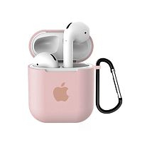 Чехол для AirPods/AirPods 2 silicone case with Apple Pink sand