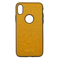 Чехол накладка xCase для iPhone X/XS Leather Logo Case yellow