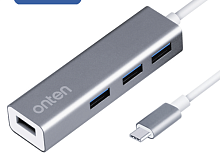 Перехідник Onten HUB type-C to USB 4 port 9596 gray