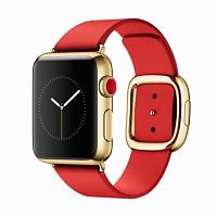 Ремінець для Apple Watch 42/44/45/49 mm Modern Buckle Leather gold red