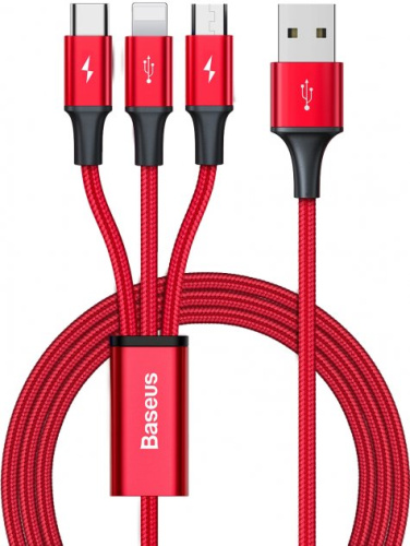 USB кабель 120cm Baseus  Rapid 3 in 1 red - UkrApple