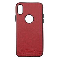 Чехол накладка xCase для iPhone X/XS Leather Logo Case red