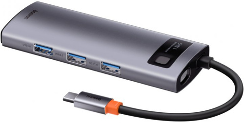 Перехідник Baseus Metal Gleam 5-in-1 Multifunctional ( HDMI+USB3.0*3+PD) gray - UkrApple