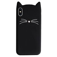 Чехол накладка xCase на iPhone X/XS Silicone Cat черный