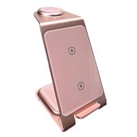 Бездротова зарядка стенд 3 in 1 Smart Pure Metal WL 15 Вт pink