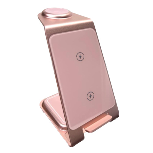 Бездротова зарядка стенд 3 in 1 Smart Pure Metal WL 15 Вт pink - UkrApple