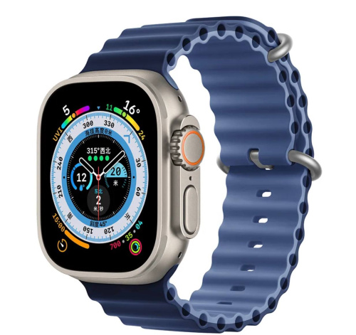 Ремінець для Apple Watch 42/44/45/49 mm Ocean Band dark navy blue+light navy blue - UkrApple