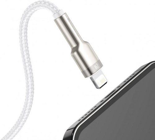 USB кабель Lightning 100cm Baseus Cafule Metal 2.4A white : фото 5 - UkrApple