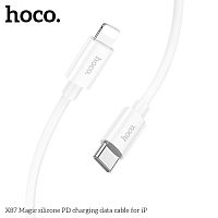 Кабель Type-C to Lightning 100cm Hoco X87 Magic silicone PD white