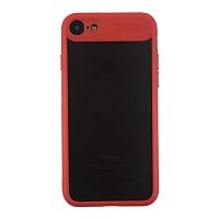 Чехол накладка на iPhone 7/8/SE 2020 прозрачный пластик + силикон с красным верхом