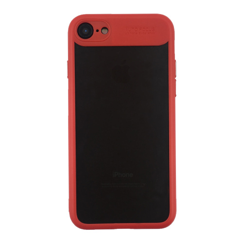 Чехол накладка на iPhone 7/8/SE 2020 прозрачный пластик + силикон с красным верхом - UkrApple