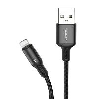 USB кабель Lightning 100cm Rock R2 Metal Braided Charge black 