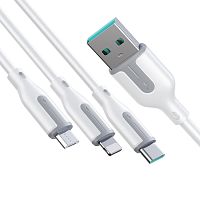 USB кабель 120cm JoyRoom 3 in 1 Ice-Crystal 3.5A white A15 S-1T3018A