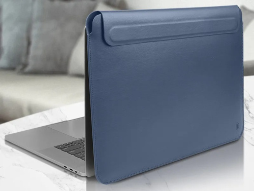Папка конверт для MacBook 16,2'' Wiwu Skin Pro2  Leather blue: фото 7 - UkrApple